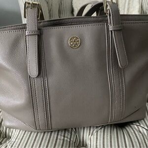 Tory Burch Taupe Landon Pebbled Tote